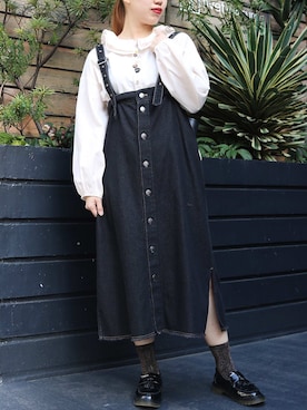 「多ボタン」｜MARI(E)さん（レディース・158cm）の冬コーディネート