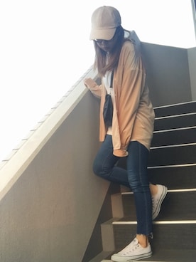 「FRAY I.D（フレイアイディー）のアイテム（帽子）」を使った、ca0liiiiさん（レディース・167cm）の冬コーディネート