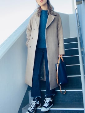 「アイテム（チェスターコート）」を使った、ca0liiiiさん（レディース・167cm・30代）の冬コーディネート