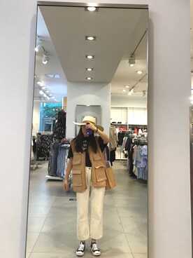 「H&M（エイチ・アンド・エム）のアイテム（マウンテンパーカー）」を使った、Stellar水原さん（レディース・163cm）の春コーディネート