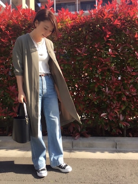 「URBAN RESEARCH DOORS（アーバンリサーチドアーズ）のデニムワイドパンツ（デニムパンツ）」を使った、MITSUMIさん（レディース・160cm）の春コーディネート