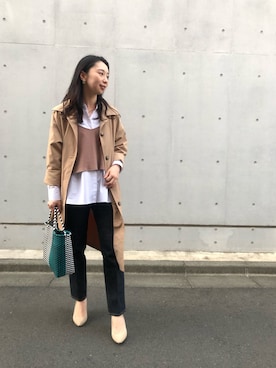 「zozoデニム」｜「アイテム（トレンチコート）」を使った、MITSUMIさん（レディース・160cm）の春コーディネート