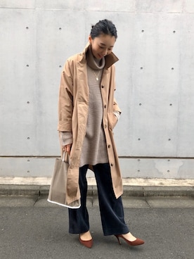 「ワッフルニット」｜「アイテム（ジャケット/アウター）」を使った、MITSUMIさん（レディース・161cm）の冬コーディネート