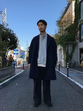 「SUPERTHANKS」｜「アイテム（チェスターコート）」を使った、TASAKAさん（メンズ・173cm）の冬コーディネート