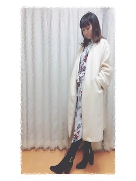 「コーディガン」｜「アイテム（ノーカラージャケット）」を使った、NANAさん（レディース・168cm）の冬コーディネート