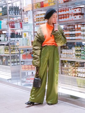 「FIG&VIPER（フィグアンドバイパー）のアイテム（MA-1）」を使った、濱内奈々子 さん（レディース・164cm）の冬コーディネート