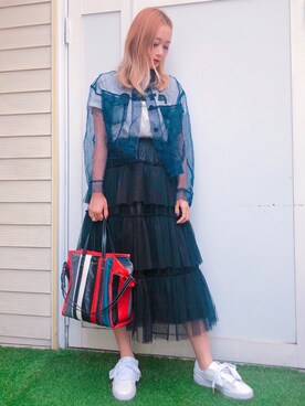 「LILICIOUS」｜「アイテム（その他アウター）」を使った、濱内奈々子 さん（レディース・164cm）の秋コーディネート