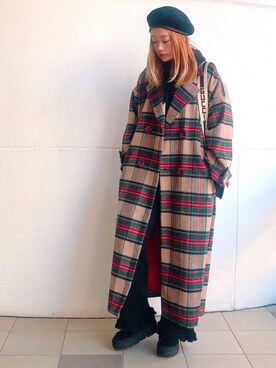 「リルリリー」｜「アイテム（チェスターコート）」を使った、濱内奈々子 さん（レディース・164cm）の冬コーディネート