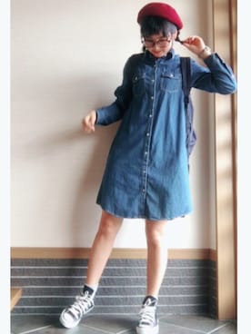 「デニムワンピース」｜sayaさん（レディース・159cm・10代）の秋コーディネート