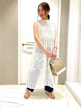 「qualite（カリテ）のe×qualite STAFF コットンリネンワイドストレートデニム（その他パンツ）」を使った、Yuuki Endoさん（レディース・155cm）の春コーディネート