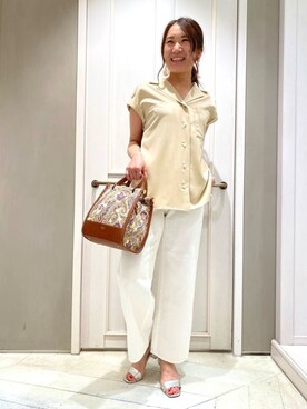 「qualite（カリテ）のe×qualite STAFF コットンリネンワイドストレートデニム（その他パンツ）」を使った、Yuuki Endoさん（レディース・155cm）の春コーディネート