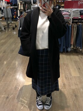 「仕事コーデ」｜「アイテム（ダウンジャケット/コート）」を使った、くうちやんさん（レディース・159cm）の冬コーディネート