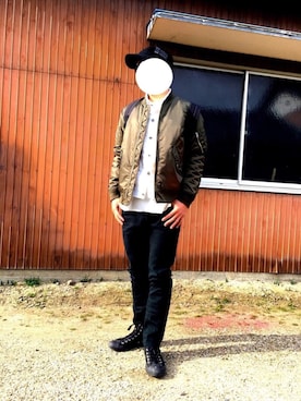 「白デニムジャケット」｜ミーとムーさん（メンズ・172cm）の冬コーディネート