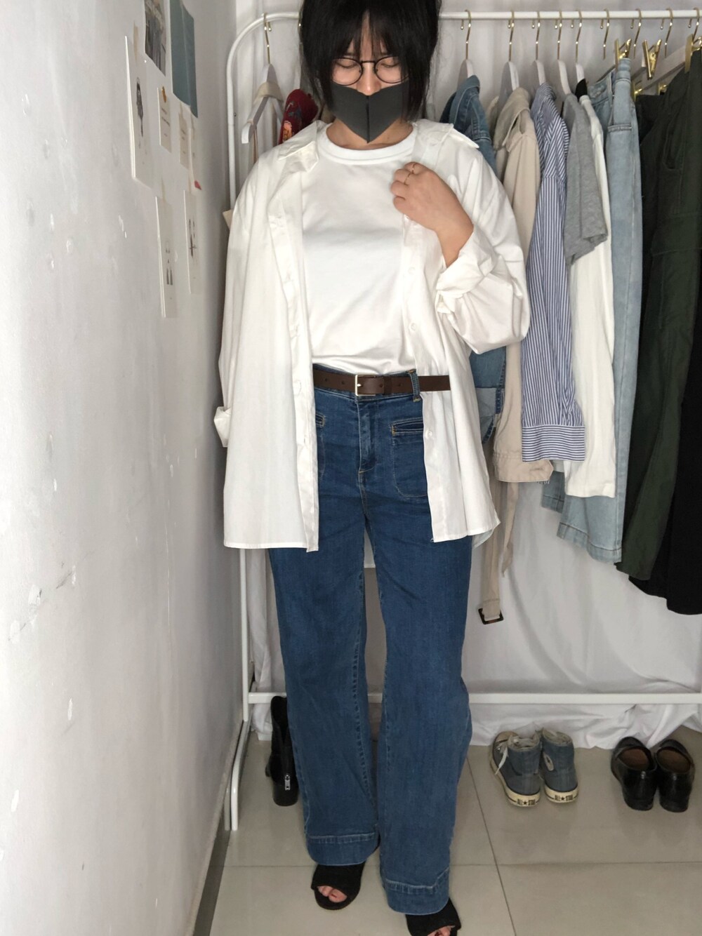 「ootd」｜「cache cacheのアイテム（デニムパンツ、ブルー系）」を使った、小个子Wnaさん（レディース・155cm）の春コーディネートの1枚目の写真