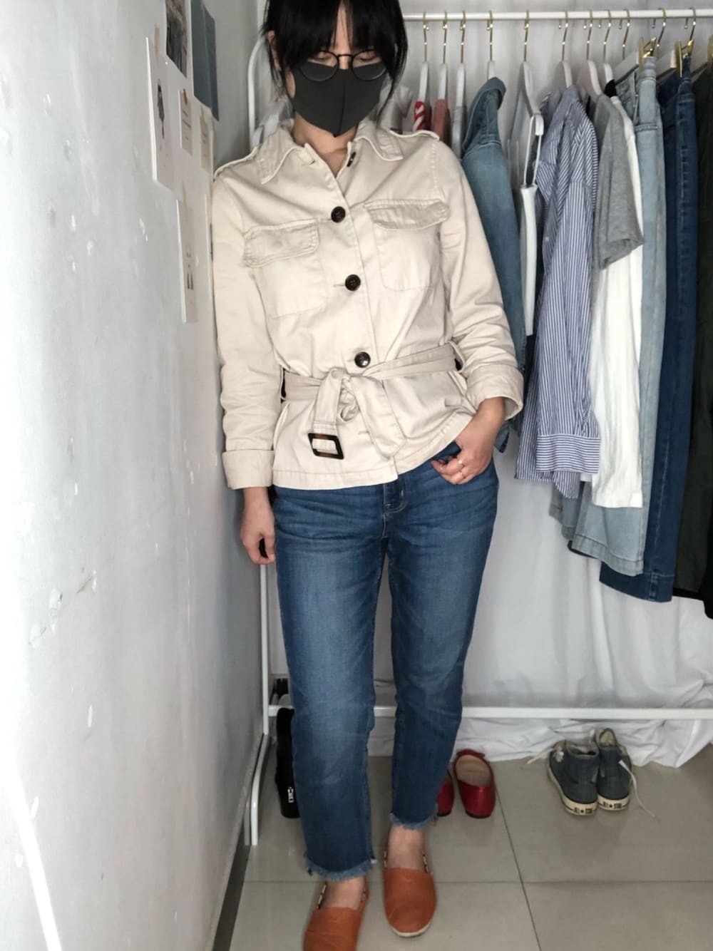 「ootd」｜「Bershkaのアイテム（Tシャツ/カットソー、ベージュ系）」を使った、小个子Wnaさん（レディース・155cm）の春コーディネートの1枚目の写真