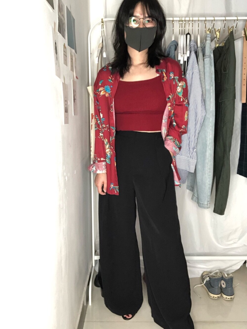 「ootd」｜「GUのアイテム（その他パンツ、ブラック系）」を使った、小个子Wnaさん（レディース・155cm）の春コーディネートの1枚目の写真