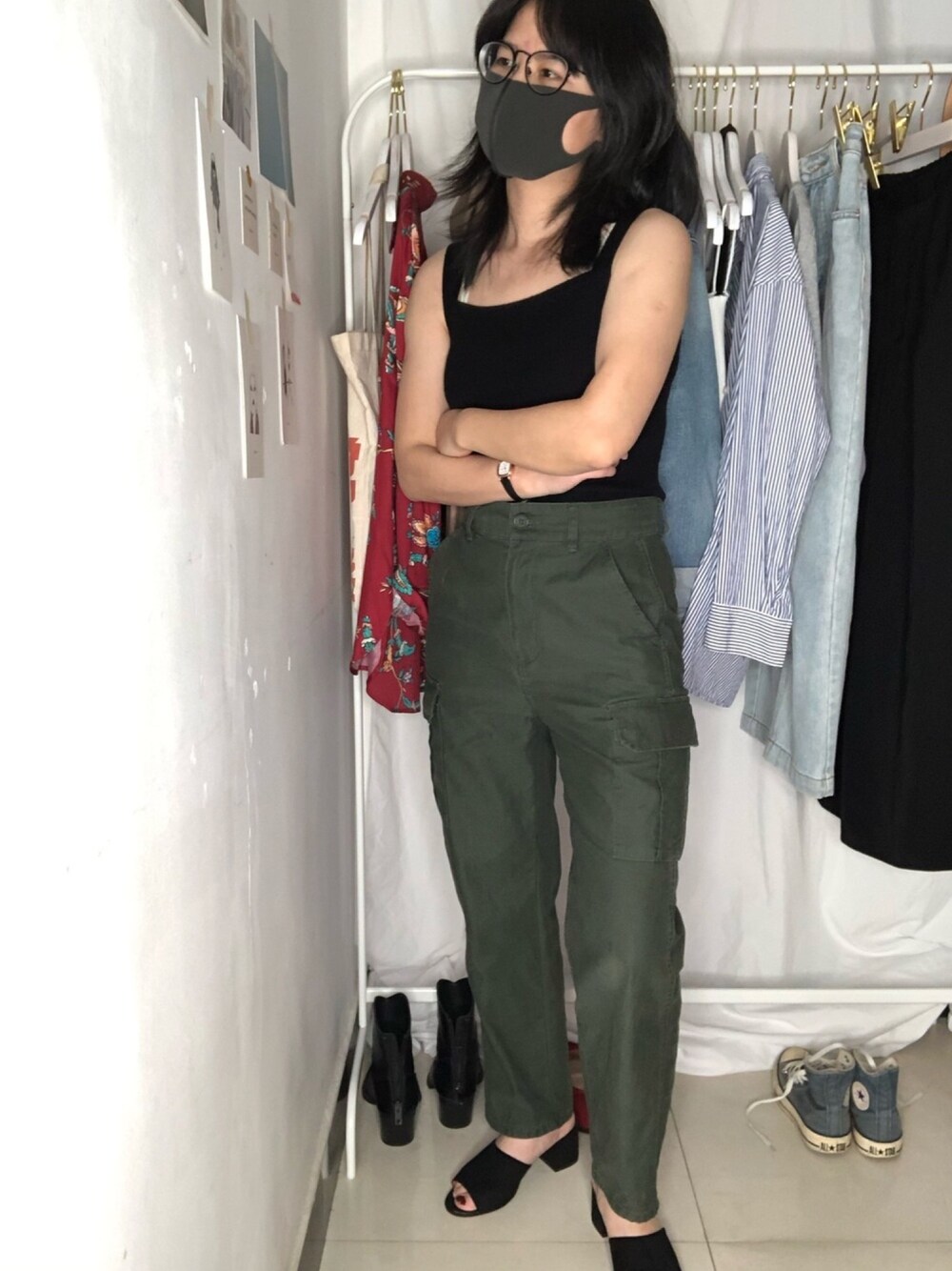 「ootd」｜「GUのアイテム（チノパンツ、グリーン系）」を使った、小个子Wnaさん（レディース・155cm）の春コーディネートの1枚目の写真