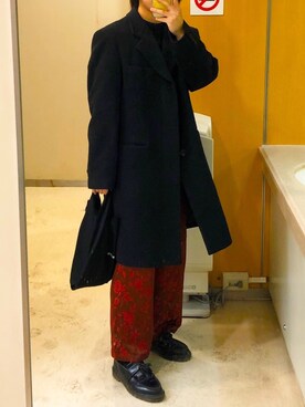 Yohji Yamamoto（ヨウジヤマモト）のチェスターコートを使ったメンズ