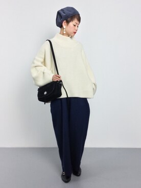 「NANO universe（ナノユニバース）のアイテム（ハンチング/ベレー帽）」を使った、yukiさん（レディース・152cm）の冬コーディネート
