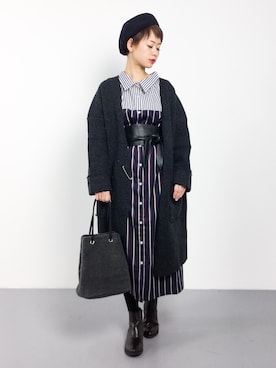 「qualite（カリテ）のアイテム（その他アウター）」を使った、yukiさん（レディース・152cm）の冬コーディネート