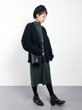 「NANO universe（ナノユニバース）のアイテム（ハンチング/ベレー帽）」を使った、yukiさん（レディース・152cm）の冬コーディネート
