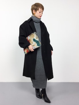 「コクーンコート」｜「アイテム（ワンピース/ドレス）」を使った、yukiさん（レディース・152cm）の冬コーディネート