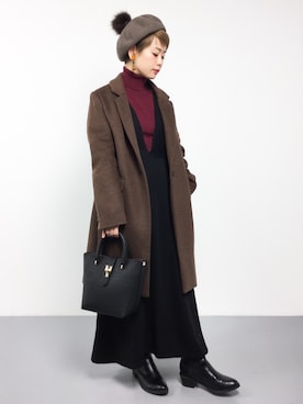 「coca（coca）（コカ）のアイテム（ジャンパースカート）」を使った、yukiさん（レディース・152cm）の冬コーディネート