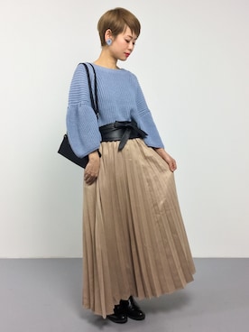 「TOPKAPI（トプカピ）のアイテム（ショルダーバッグ）」を使った、yukiさん（レディース・152cm）の冬コーディネート