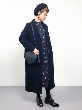 「SLOBE IENA（スローブイエナ）のアイテム（チェスターコート）」を使った、yukiさん（レディース・152cm）の冬コーディネート