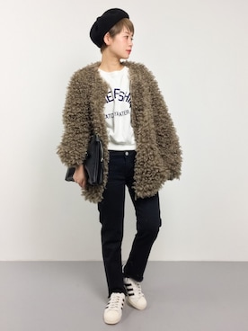 「カットオフ」｜「アイテム（その他アウター）」を使った、yukiさん（レディース・152cm）の冬コーディネート
