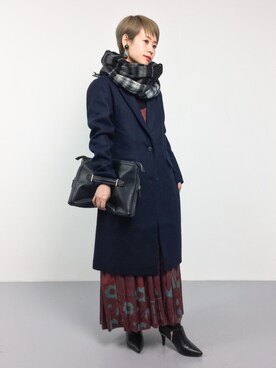 「BLISS POINT（ブリスポイント）のアイテム（ストール/ショール）」を使った、yukiさん（レディース・152cm）の冬コーディネート