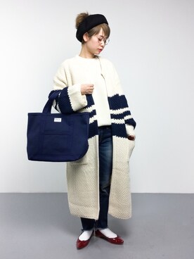 「Ungrid（アングリッド）のインディゴフレイドヘムストスリ（デニムパンツ）」を使った、yukiさん（レディース・152cm）の冬コーディネート