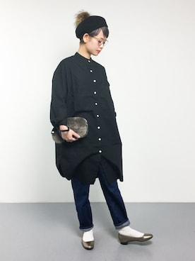 「ロールアップ」｜「アイテム（レインシューズ）」を使った、yukiさん（レディース・152cm）の冬コーディネート