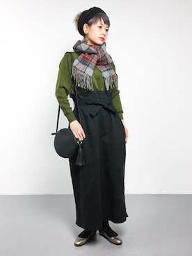 「ハイネックニット」｜「アイテム（レインシューズ）」を使った、yukiさん（レディース・152cm）の冬コーディネート