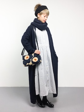 「ビットローファー」｜「アイテム（シャツワンピース）」を使った、yukiさん（レディース・152cm）の冬コーディネート