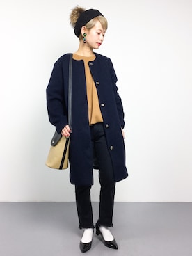 「カットオフ」｜「アイテム（その他アウター）」を使った、yukiさん（レディース・152cm）の冬コーディネート