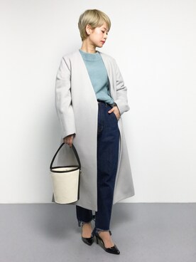 「フリンジデニム」｜「アイテム（その他アウター）」を使った、yukiさん（レディース・152cm）の冬コーディネート