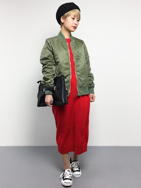 「ジャックパーセル」｜「アイテム（MA-1）」を使った、yukiさん（レディース・152cm）の冬コーディネート