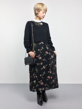 「FREAK'S STORE（フリークスストア）のパーツイヤリング-クリア-（イヤリング）」を使った、yukiさん（レディース・152cm）の冬コーディネート