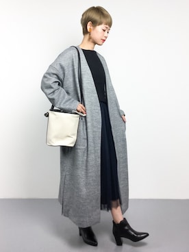 「キャミソールワンピ」｜「アイテム（ジャケット/アウター）」を使った、yukiさん（レディース・152cm）の冬コーディネート