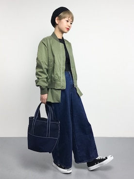 「URBAN RESEARCH（アーバンリサーチ）のアイテム（MA-1）」を使った、yukiさん（レディース・152cm）の冬コーディネート