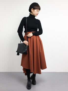 「ADAM ET ROPE'（アダムエロペ）のフォールドパーツイヤリング②（イヤリング）」を使った、yukiさん（レディース・152cm）の春コーディネート