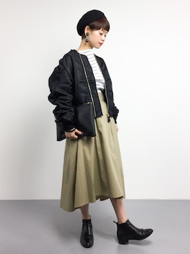 「FREAK'S STORE（フリークスストア）のアイテム（MA-1）」を使った、yukiさん（レディース・152cm）の春コーディネート