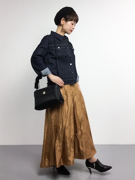 「ADAM ET ROPE'（アダムエロペ）のフォールドパーツイヤリング②（イヤリング）」を使った、yukiさん（レディース・152cm）の春コーディネート