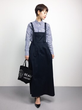 「ADAM ET ROPE'（アダムエロペ）のフォールドパーツイヤリング②（イヤリング）」を使った、yukiさん（レディース・152cm）の春コーディネート