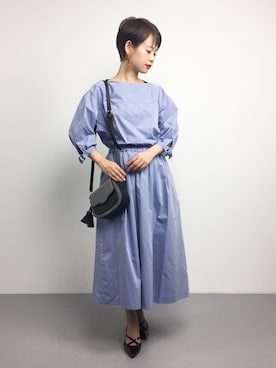 「ADAM ET ROPE'（アダムエロペ）のフォールドパーツイヤリング②（イヤリング）」を使った、yukiさん（レディース・152cm）の春コーディネート