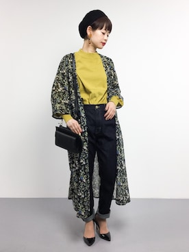 「ADAM ET ROPE'（アダムエロペ）のフォールドパーツイヤリング②（イヤリング）」を使った、yukiさん（レディース・152cm）の春コーディネート