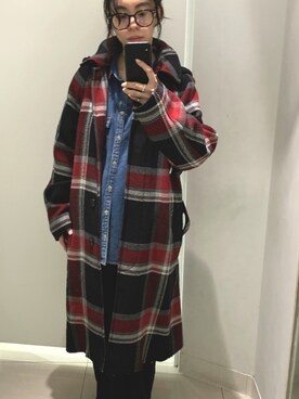 「ディーゼル」｜「アイテム（トレンチコート）」を使った、chanöさん（レディース・162cm）の冬コーディネート