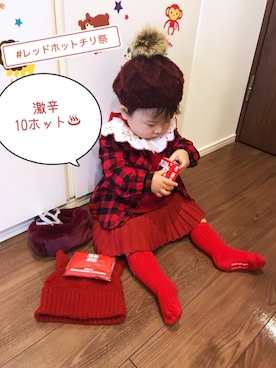 「アイテム（スタイ/よだれかけ）」を使った、なな✿こうさん（キッズ・70cm）の冬コーディネート