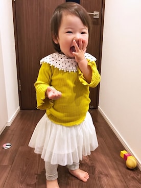 「アイテム（スタイ/よだれかけ）」を使った、なな✿こうさん（キッズ・70cm）の冬コーディネート